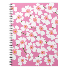 Caderno Espiral Energia de Flores Branca e Rosa Fantástico