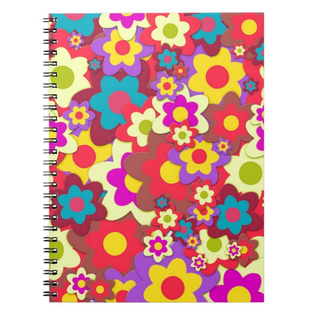 Caderno Espiral Energia do ventilador 60s hippy (Frente)