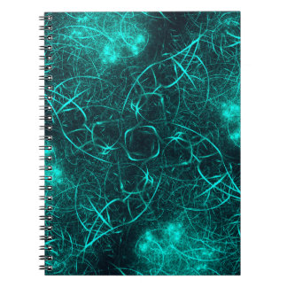 Caderno Espiral Energia Elétrica Turquesa Arte Fractal da Web