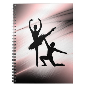 Caderno Espiral Ênfase rosa da dança do Casal do balé