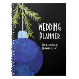 Caderno Espiral Enfeite de Natal Azul, Organizador de Casamento