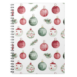 Caderno Espiral enfeite de Natal vibe aquarela rústica