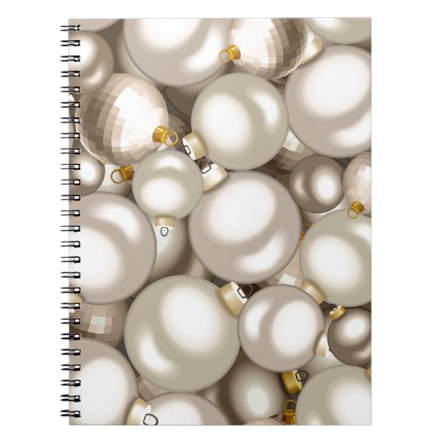 Caderno Espiral enfeites de natal prateados (Frente)