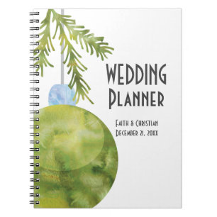 Caderno Espiral Enfeites de natal Verde, Planner de Casamento