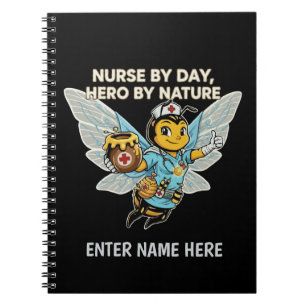 Caderno Espiral Enfermeira Abelha Heroína Cartoon Retro Médico Saú