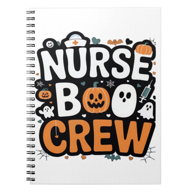 Caderno Espiral Enfermeira Boo Crew Halloween Healthcare Hero Spoo (Frente)