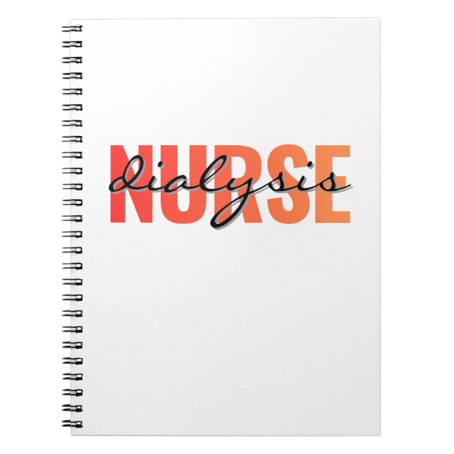 Caderno Espiral Enfermeira de Diálise Tipografia Moderna (Frente)