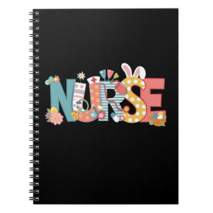 Caderno Espiral Enfermeira de Páscoa Estetoscópio Coelho Ovos Coel