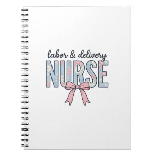 Caderno Espiral Enfermeira de Trabalho e Parto Laço Floral Camisa