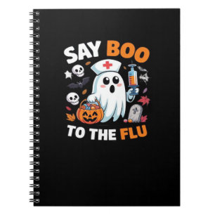 Caderno Espiral Enfermeira Dia de as Bruxas engraçado Ghost T-Shir