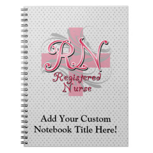 Caderno Espiral Enfermeira diplomada, redemoinhos cor-de-rosa da