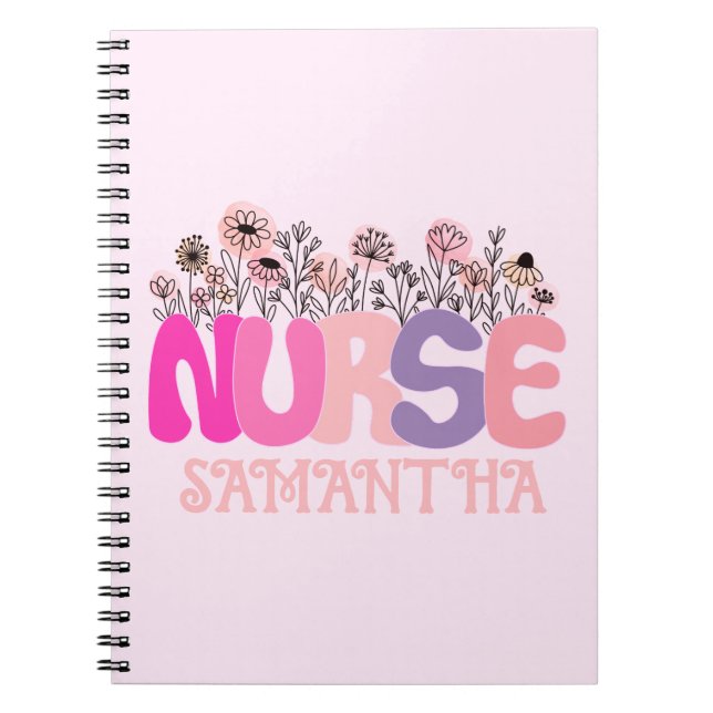 Caderno Espiral Enfermeira Floral (Frente)