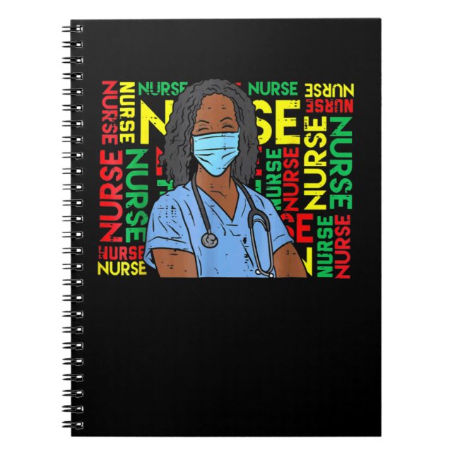 Caderno Espiral Enfermeira Forte Preta Afro Amor Melanina Ameri (Frente)