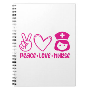 Caderno Espiral Enfermeira Gift Peace Love