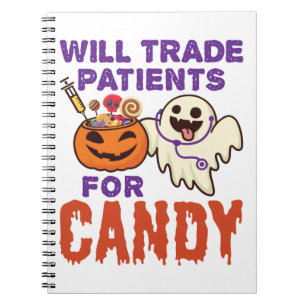 Caderno Espiral Enfermeira Halloween vai trocar pacientes por doce