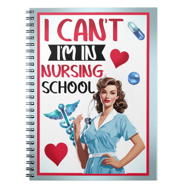 Caderno Espiral Enfermeira Nostálgica Bonita Se Aproxima Na Enferm (Frente)