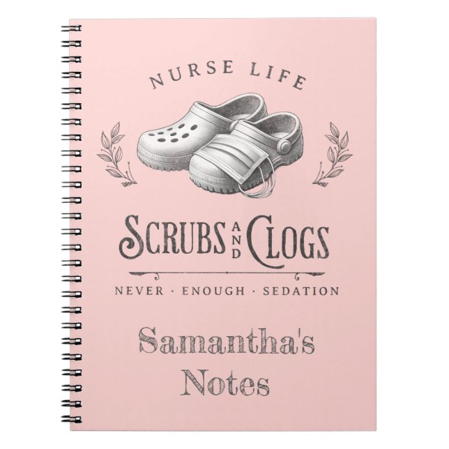 Caderno Espiral Enfermeira personalizada de Scrubs & Clogs (Frente)