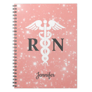 Caderno Espiral Enfermeira Registrada Personalizada a Rosa