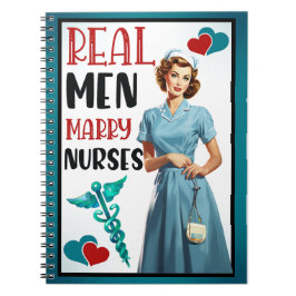 Caderno Espiral Enfermeira Retro Pinup_ Real Men Casado Enfermeiro