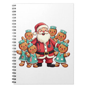 Caderno Espiral Enfermeiras de pão Natal Santa Claus