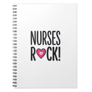 Caderno Espiral Enfermeiras Rock Design Vetorial de Enfermeira Vin