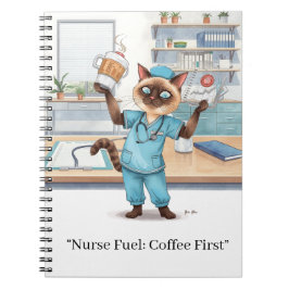 Caderno Espiral Enfermeiro com café e TEXTO PRÓPRIO