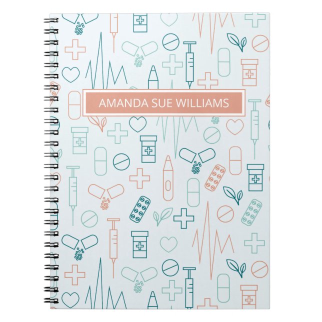 Caderno Espiral Enfermeiro/Estudante Médico - Adicione Seu Nome/Mo (Frente)