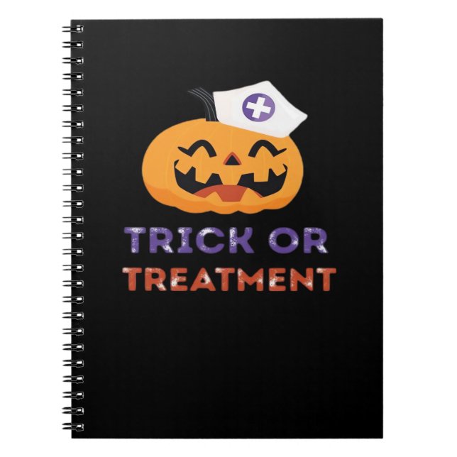 Caderno Espiral Enfermeiro Halloween Trick ou Tratamento Clássico  (Frente)