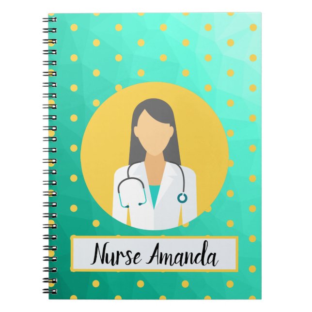 Caderno Espiral Enfermeiro Personalizado Turquoise Amarelo (Frente)
