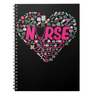 Caderno Espiral Enfermeiro Stethoscope Elementos Médicos Coraçã
