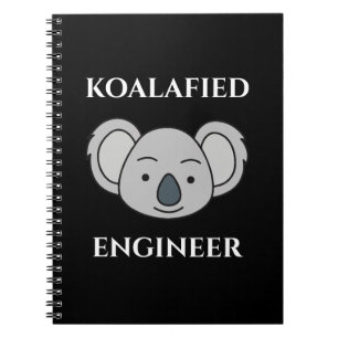 Caderno Espiral Engenheiro Koalafied Cute Koala Funny Job Pun