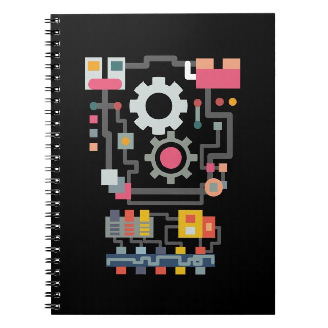 Caderno Espiral Engenheiro Robot Artificial Intelligence Cute (Frente)