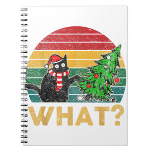 Caderno Espiral Engraçada Camisa De Natal Doida Cat San