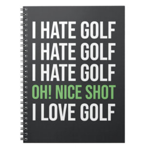 Caderno Espiral Engraçada Citação De Golfe Negro E Branco