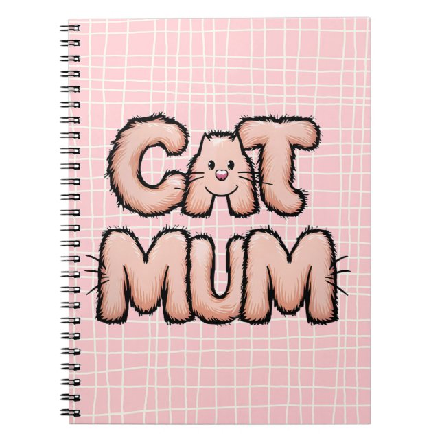 Caderno Espiral Engraçada e engraçada "mãe de gato" bigode dia de  (Frente)