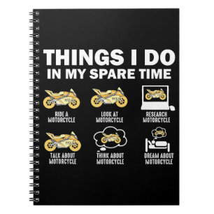 Caderno Espiral Engraçado 6 Coisas Que Faço Na Minha Moto De Tempo