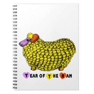 Caderno Espiral Engraçado Amarelo Ram Chinês Ano Zodíaco Aniver
