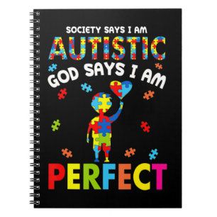 Caderno Espiral Engraçado Autismo cita "A Sociedade diz que sou Au