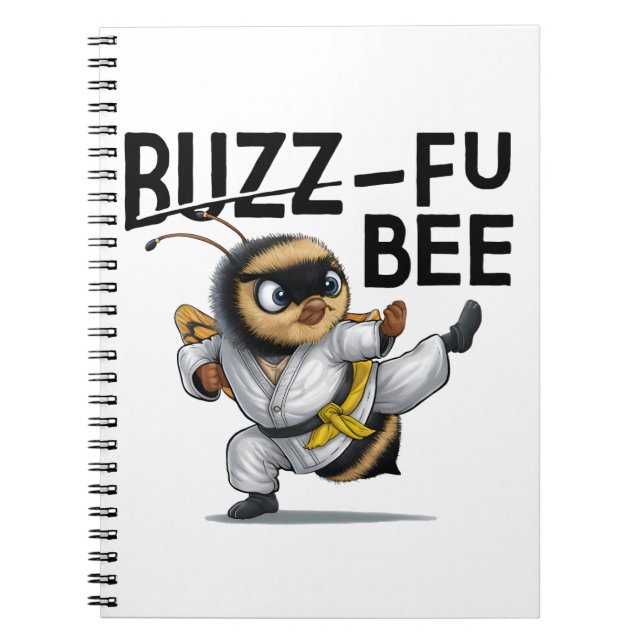 Caderno Espiral Engraçado Buzz-Fu Bee Artes Marciais (Frente)