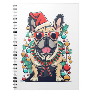 Caderno Espiral Engraçado Cachorro Francês Cachorro Árvore De Nata