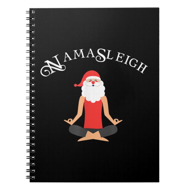 Caderno Espiral Engraçado Camisa de Natal Yoga Xmas Gift T (Frente)