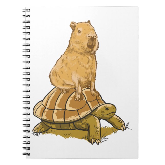 Caderno Espiral Engraçado Capybara Animal Turtle Cuja Fatia Capyba (Frente)
