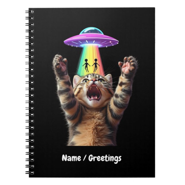 Caderno Espiral Engraçado Cat Selfie Alienígena OFO Hilariable Per (Frente)