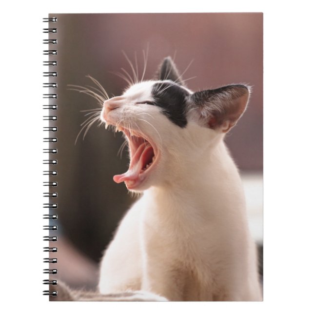 Caderno Espiral Engraçado Cat Yawning (Frente)