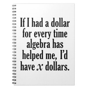 Caderno Espiral Engraçado Cota Matemática/Álgebra - Eu teria x