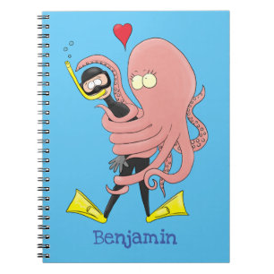 Caderno Espiral Engraçado de polvo encantador humor de desenho ani