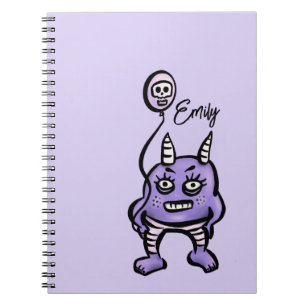 Caderno Espiral Engraçado Demon Purple Cute Whimsigoth