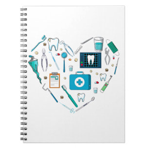 Caderno Espiral Engraçado Dentista Dental Tool Heart