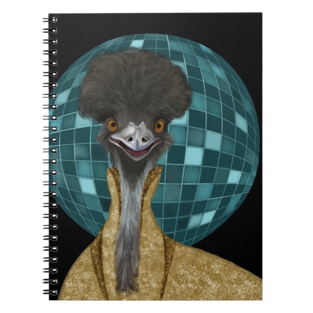 Caderno Espiral Engraçado Disco Emu Bird (Frente)