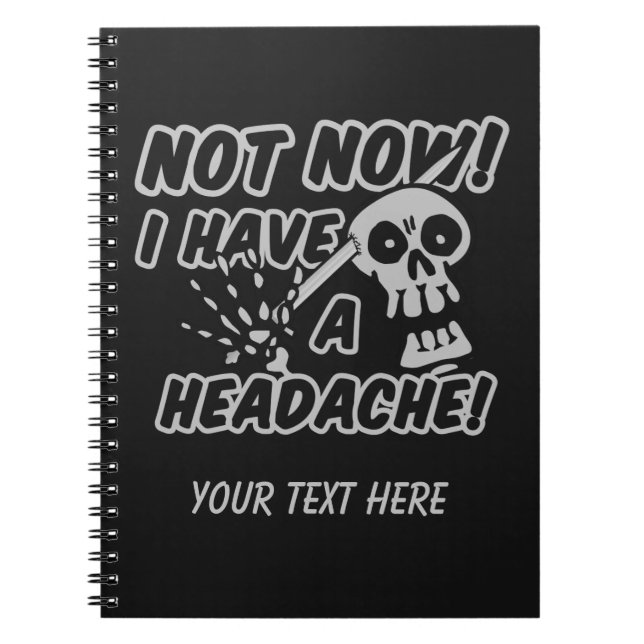 Caderno Espiral Engraçado Dor de cabeça Notebooks Skull (Frente)